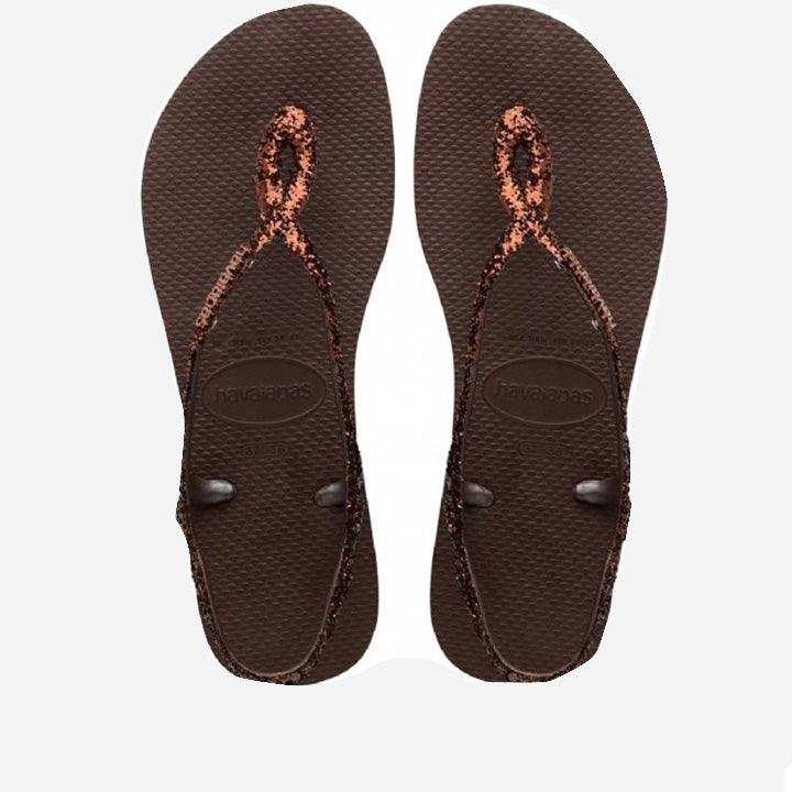 HAVAIANAS LUNA GLITTER BROWN SANDALS - Como Store