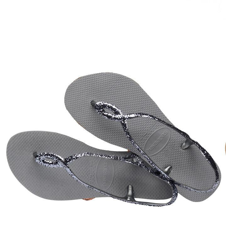 HAVAIANAS LUNA GLITTER GREY SANDALS - Como Store