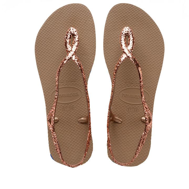 HAVAIANAS LUNA GLITTER ROSE GOLD SANDALS - Como Store