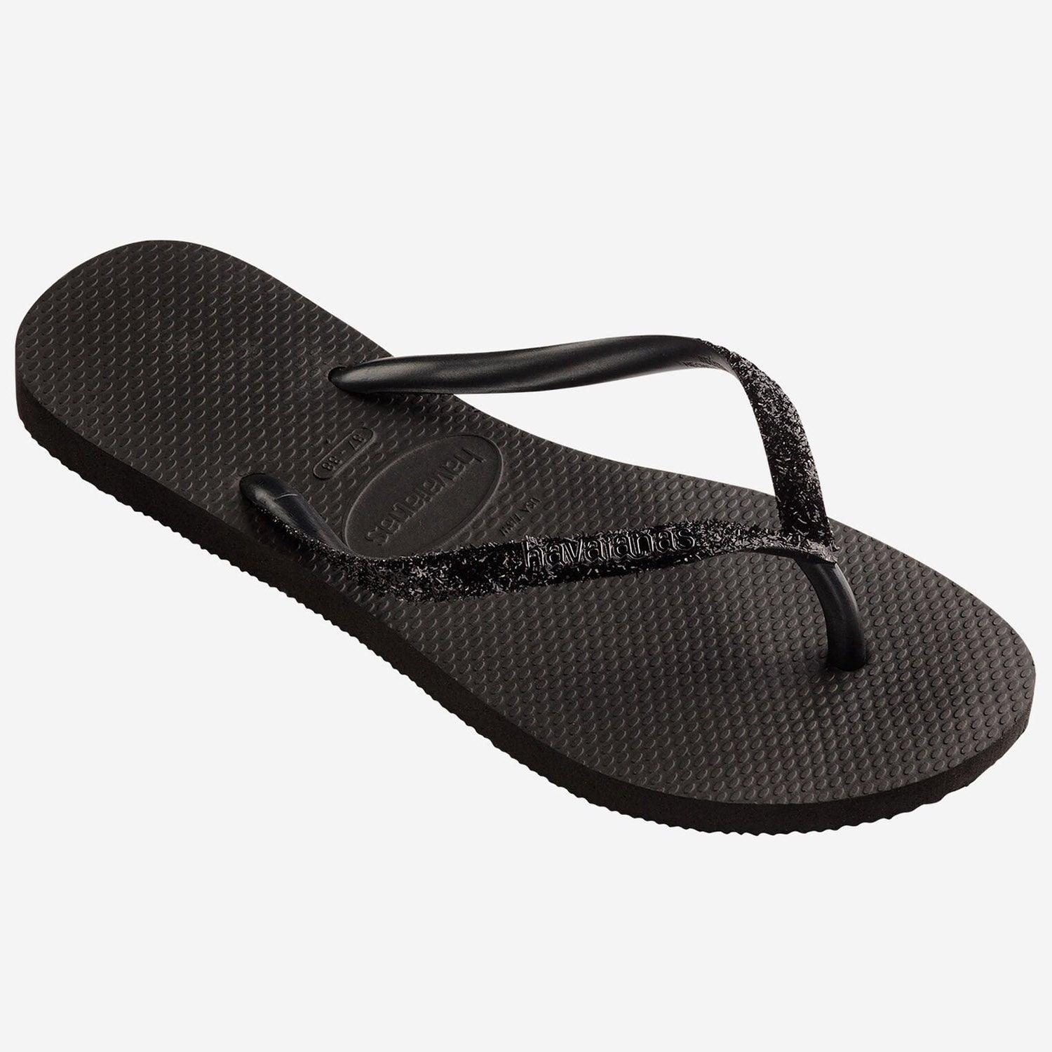 HAVAIANAS SLIM GLITTER II BLACK PRETO/CINZA - Como Store