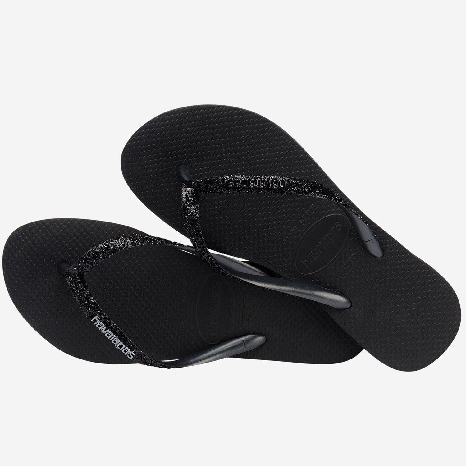 HAVAIANAS SLIM GLITTER II BLACK PRETO/CINZA - Como Store