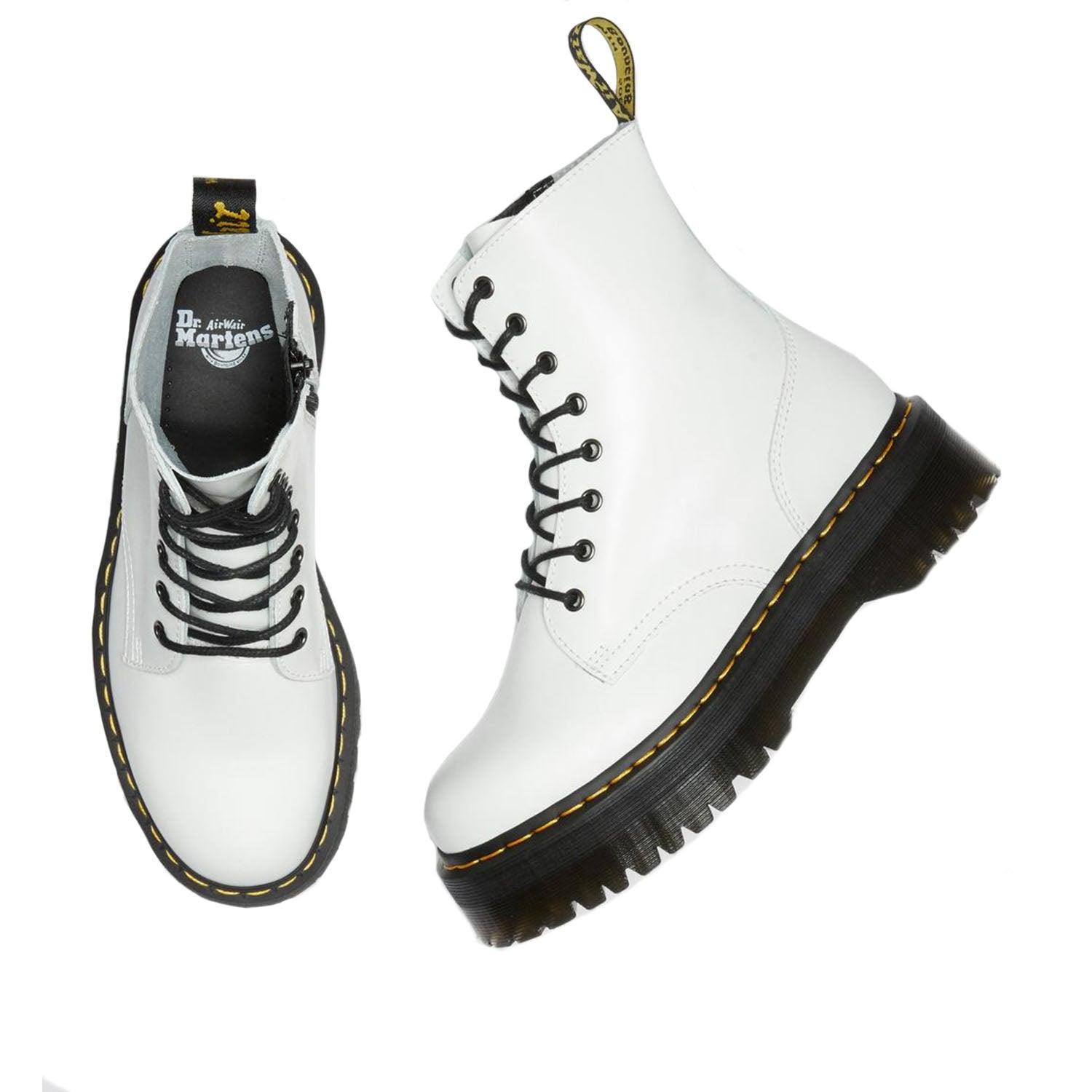 DR. MARTENS JADON 8 EYE WHITE BOOTS - Como Store