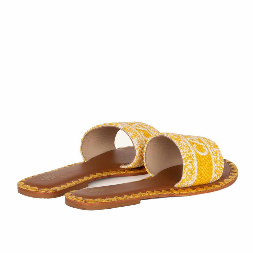 DE SIENA IBIZA BEADED YELLOW FLATS - Como Store