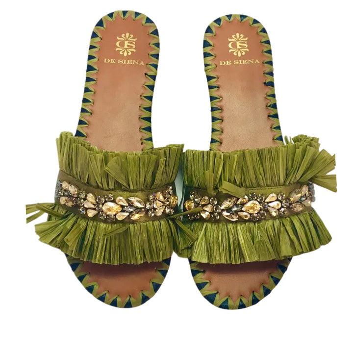 DE SIENA SEMIRA BEADS MILITARY GREEN FLATS - Como Store