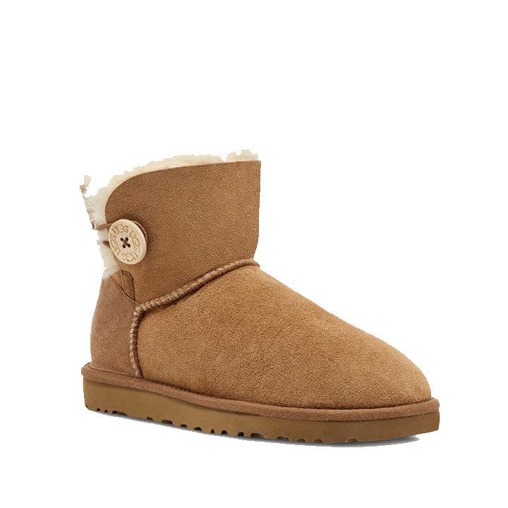 UGG MINI BAILEY BUTTON II CHESTNUT BOOTS - Como Store