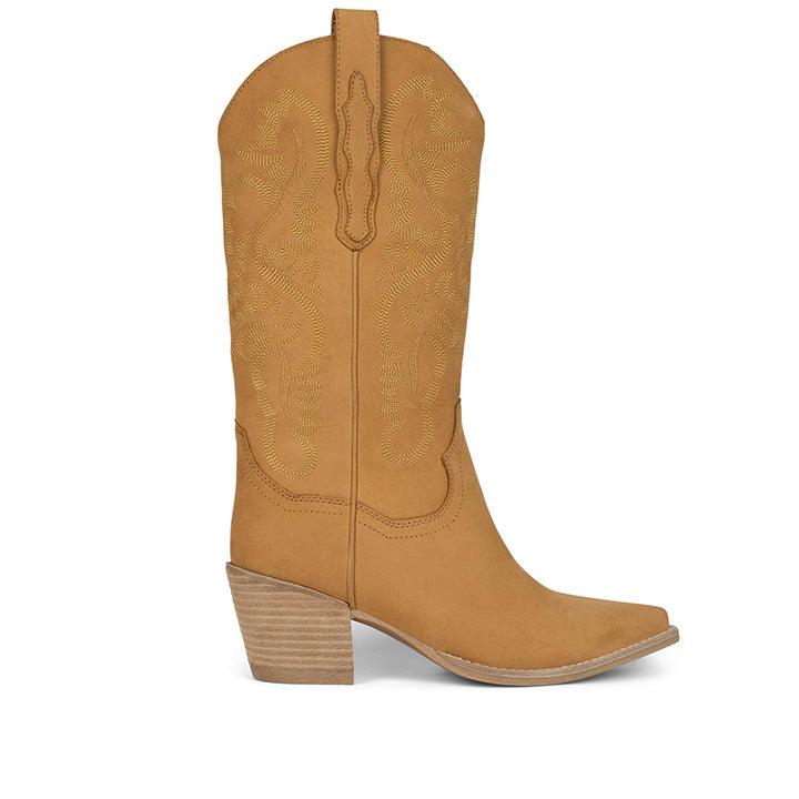 JEFFREY CAMPBELL - TAN NUBUCK DAGGET BOOTS - Como Store