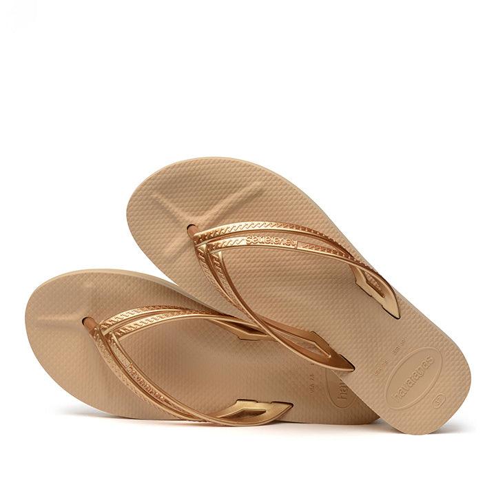 HAVAIANAS WEDGE GOLD DOUBLE BANDED - Como Store