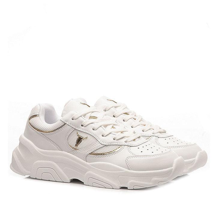WINDSOR SMITH GHOSTED WHITE & GOLD SNEAKERS - Como Store