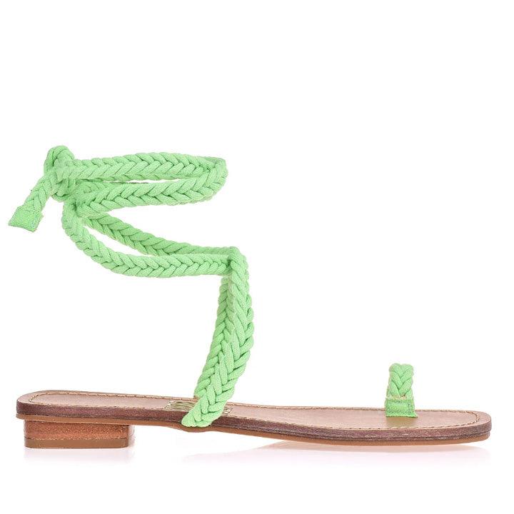 UZA GREEN BRAIDED SANDALS - Como Store