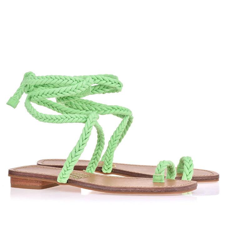 UZA GREEN BRAIDED SANDALS - Como Store