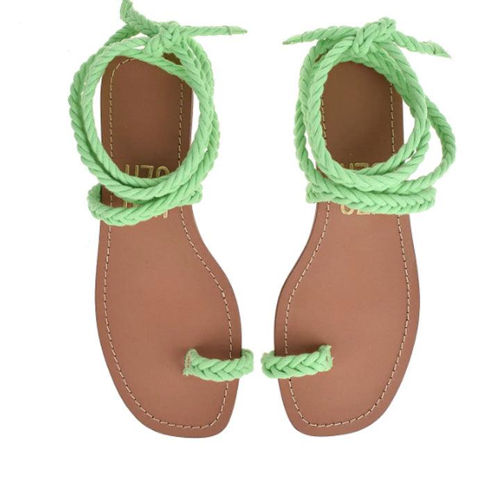 UZA GREEN BRAIDED SANDALS - Como Store