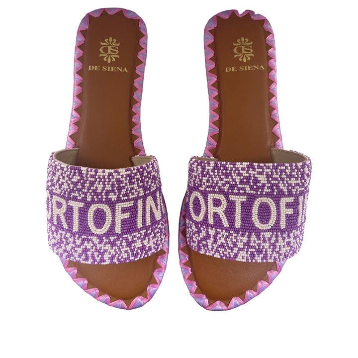 DE SIENA PORTOFINO BEADS PURPLE FLATS - Como Store