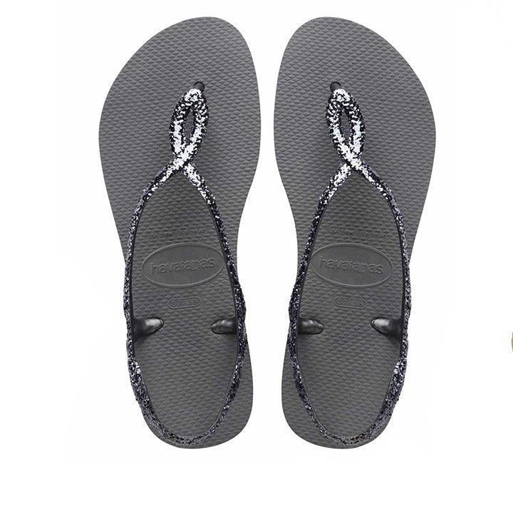 HAVAIANAS LUNA GLITTER GREY SANDALS - Como Store