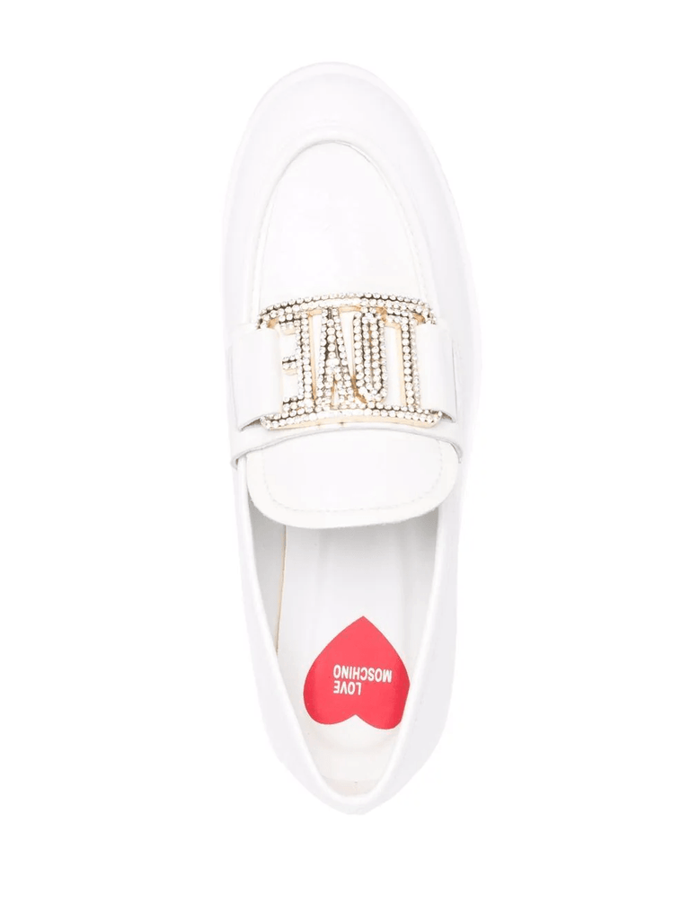 LOVE MOSCHINO LOGO-PLAQUE LEATHER LOAFERS - Como Store