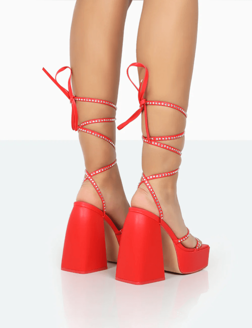 PUBLIC DESIRE - HELENA RED GRAIN PU HEELS - Como Store