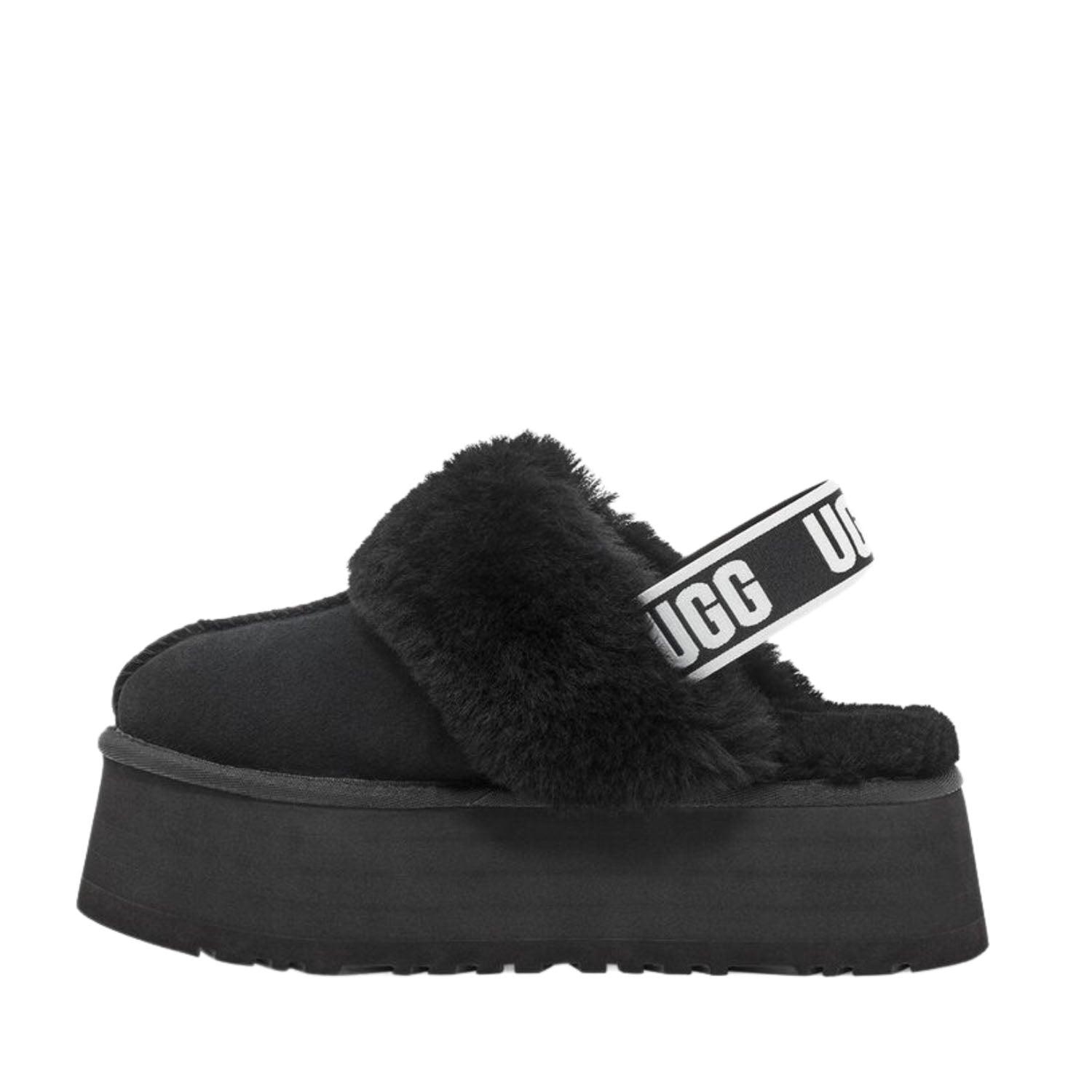 UGG FUNKETTE BLACK SLIDES - Como Store