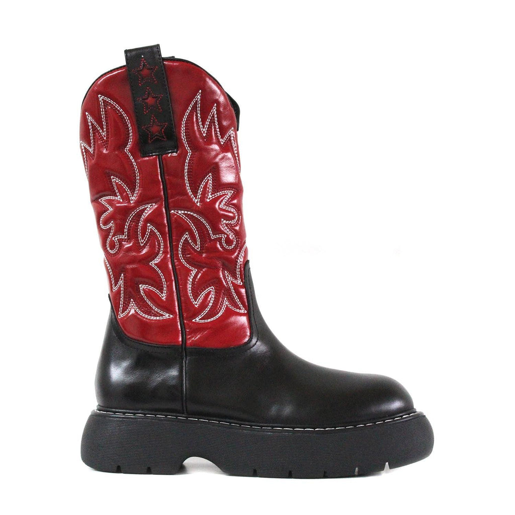 Jeffrey Campbell COWBOY BLACK RED BOOTS - Como Store