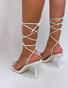 PUBLIC DESIRE - DASHA WHITE CROC HEELS - Como Store