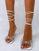 PUBLIC DESIRE - DASHA WHITE CROC HEELS - Como Store