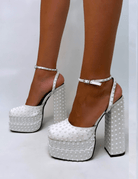 PUBLIC DESIRE - VENUS WHITE SATIN HEELS - Como Store