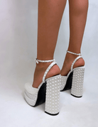 PUBLIC DESIRE - VENUS WHITE SATIN HEELS - Como Store