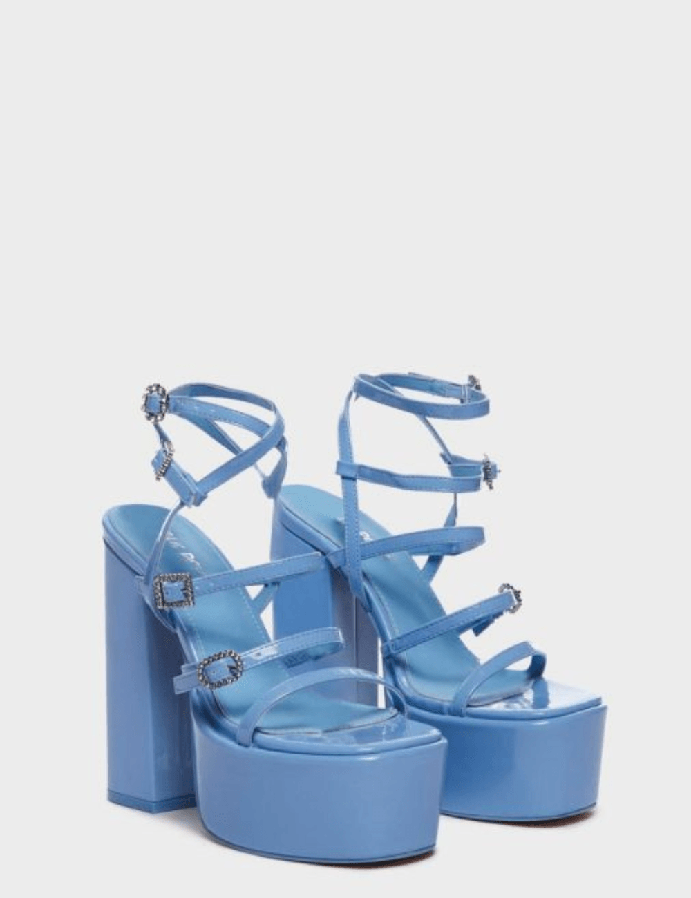PUBLIC DESIRE - BABY BLUE PATENT HEELS - Como Store