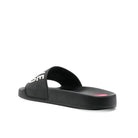LOVE MOSCHINO LOGO-EMBOSSED BLACK SLIDE - Como Store