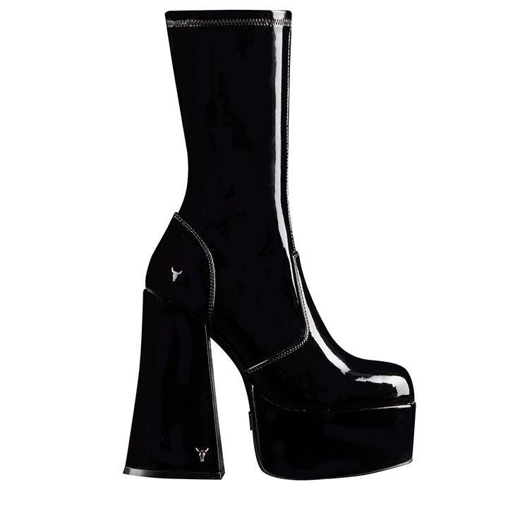 WINDSOR SMITH VIRTUE PATENT BLACK BOOTS - Como Store