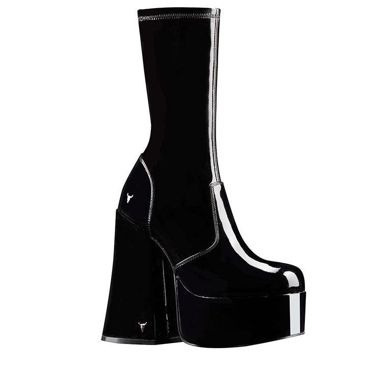 WINDSOR SMITH VIRTUE PATENT BLACK BOOTS - Como Store