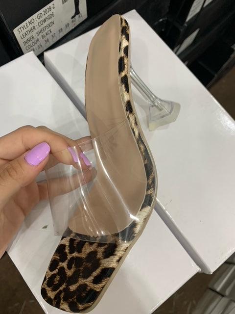 SHEIN TRANSPARENT LEOPARD HEEL - Como Store