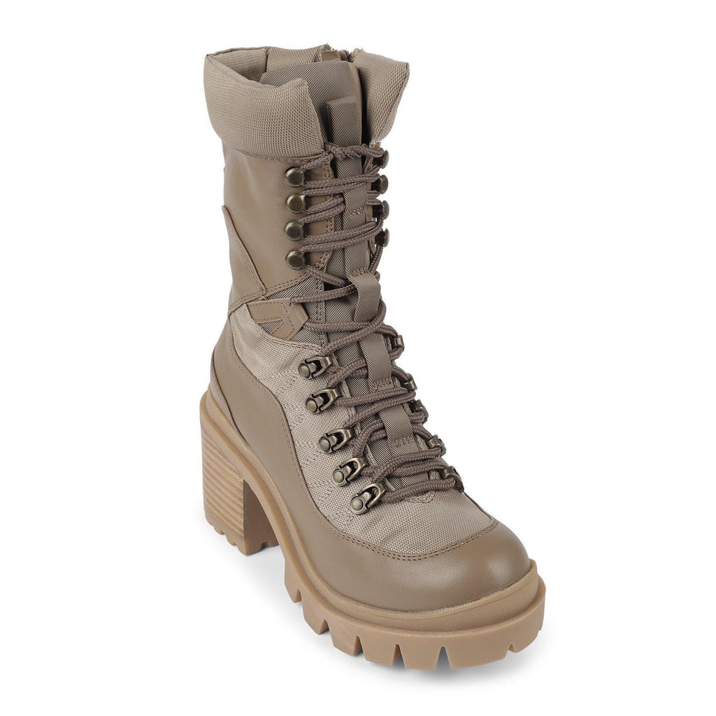 Jeffrey Campbell MANIAC NATURAL MID CALF COMBAT BOOTS - Como Store