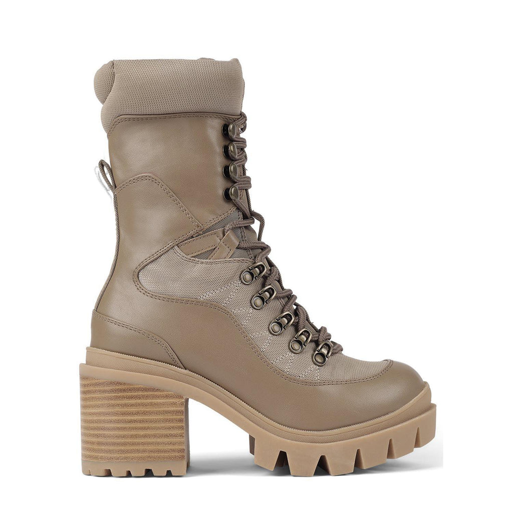 Jeffrey Campbell MANIAC NATURAL MID CALF COMBAT BOOTS - Como Store