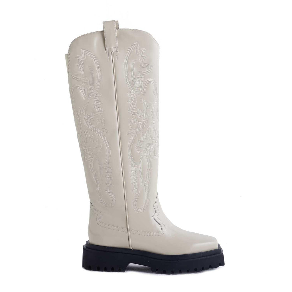 Jeffrey Campbell NIGHT-RIDE IVORY BOOTS - Como Store