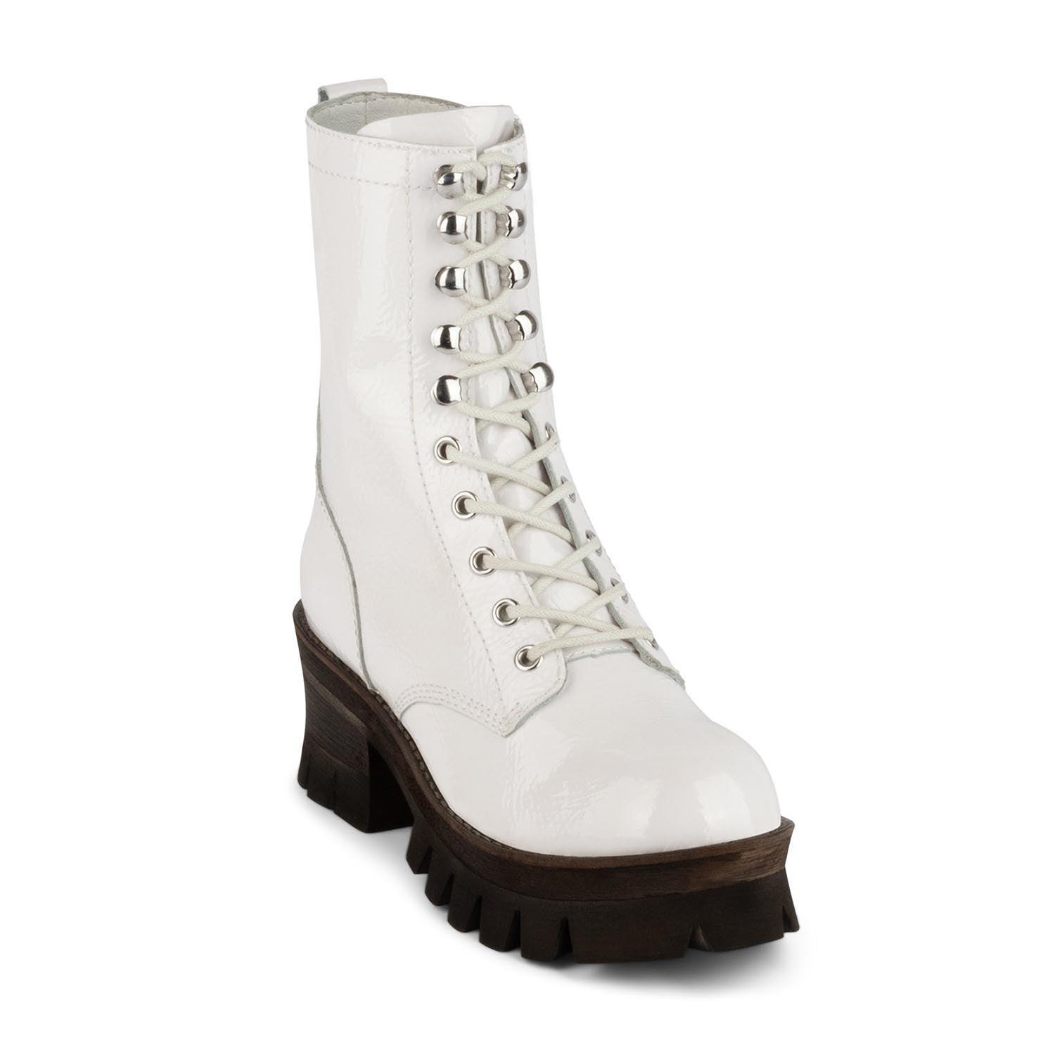 Jeffrey Campbell SYCAMORE3H WHITE COMBAT BOOTS - Como Store