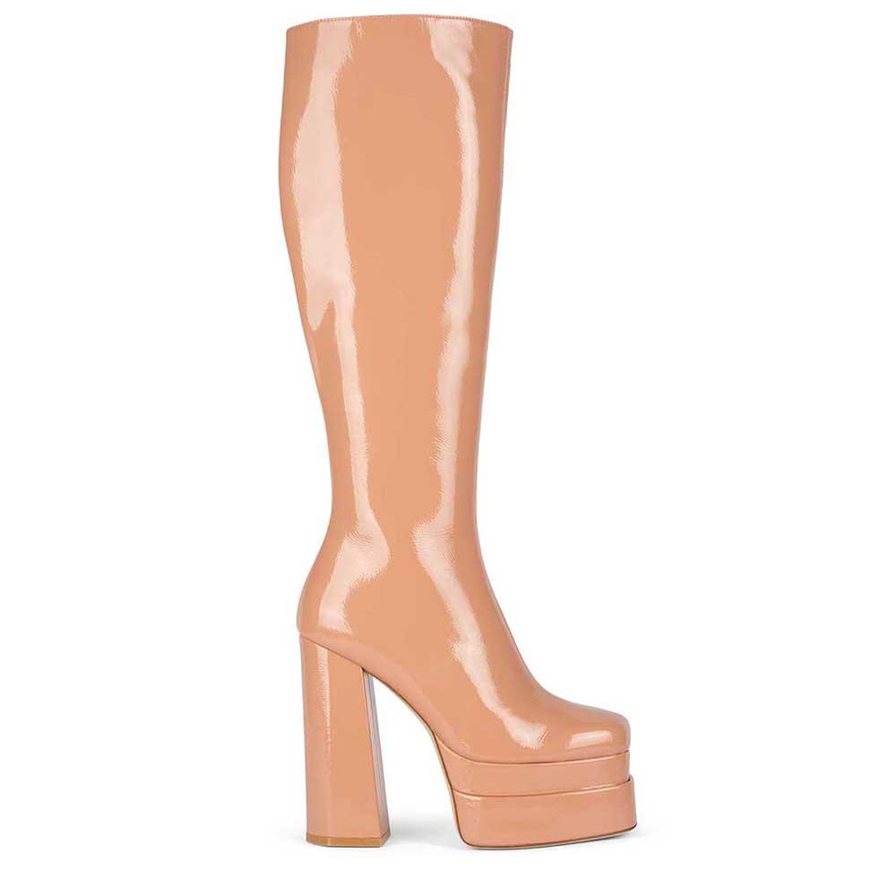 JEFFREY CAMPBELL KICKIN IT DOUBLE STACKED PLATFORM BOOTS PINK - Como Store