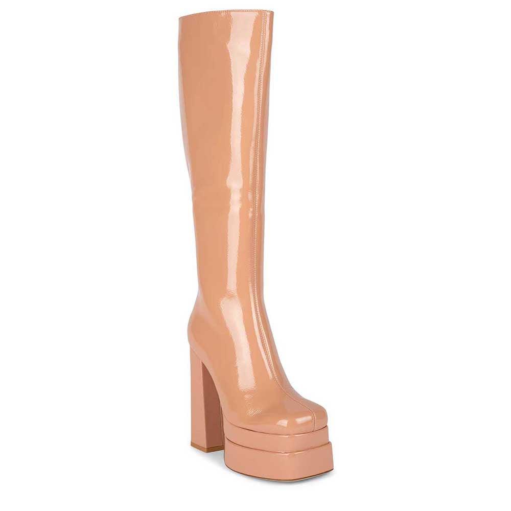 JEFFREY CAMPBELL KICKIN IT DOUBLE STACKED PLATFORM BOOTS PINK - Como Store