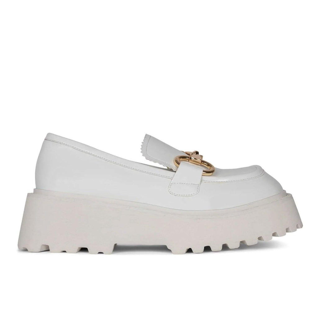 JEFFREY CAMPBELL SKOOLED WHITE LOAFERS - Como Store
