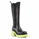 STUDIO ITALIA BLACK / LIGHT GREEN KNEE BOOTS - Como Store