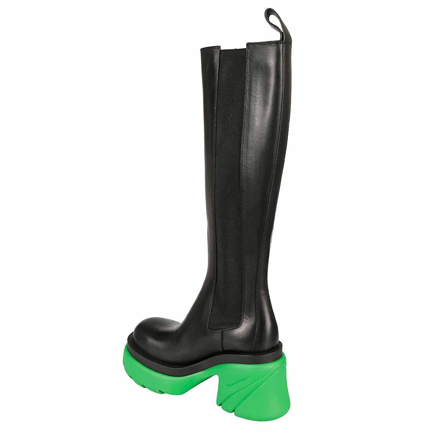 STUDIO ITALIA BLACK / GREEN KNEE HIGH BOOTS - Como Store