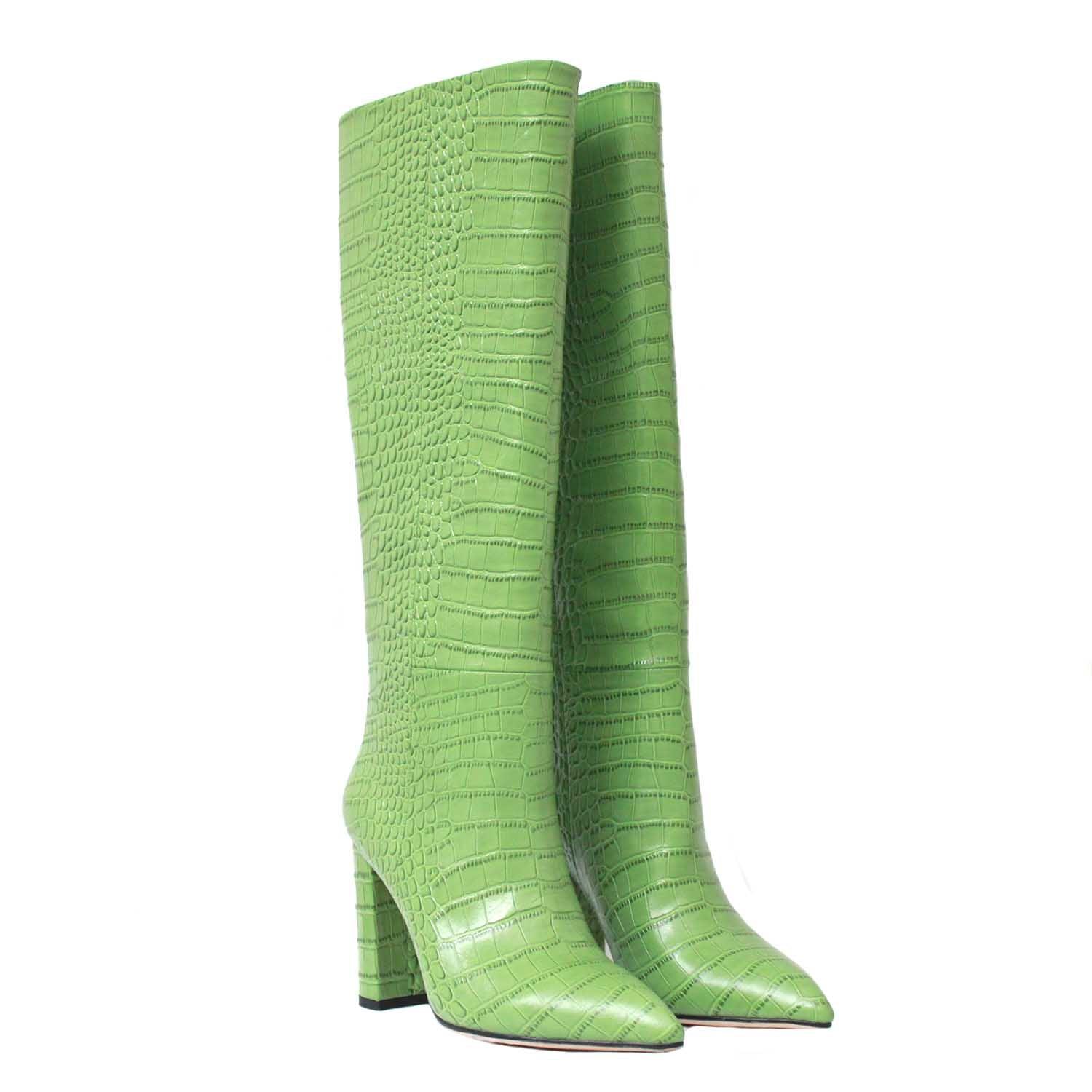 STUDIO ITALIA GREEN CROCO BOOTS - Como Store