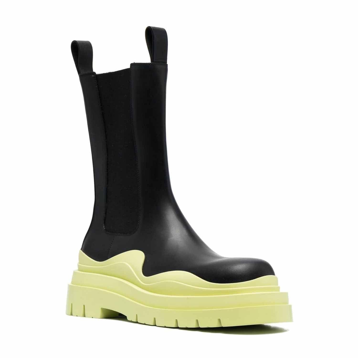 STUDIO ITALIA BLACK / LIGHT GREEN CHUNKY BOOTS - Como Store