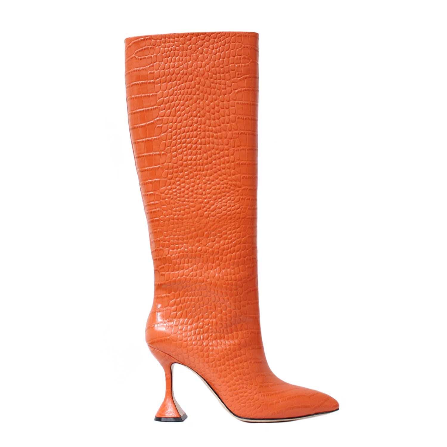 STUDIO ITALIA ORANGE CROCO BOOTS - Como Store