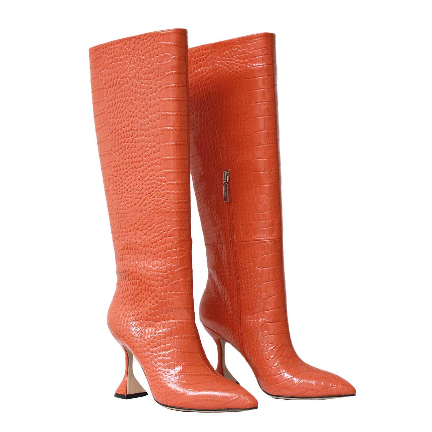 STUDIO ITALIA ORANGE CROCO BOOTS - Como Store